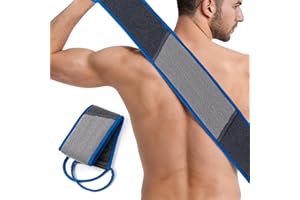 Back Scrubber for Shower, Navy Blue and Gray Exfoliating Body Wash Strap with Handles, 2 Pack