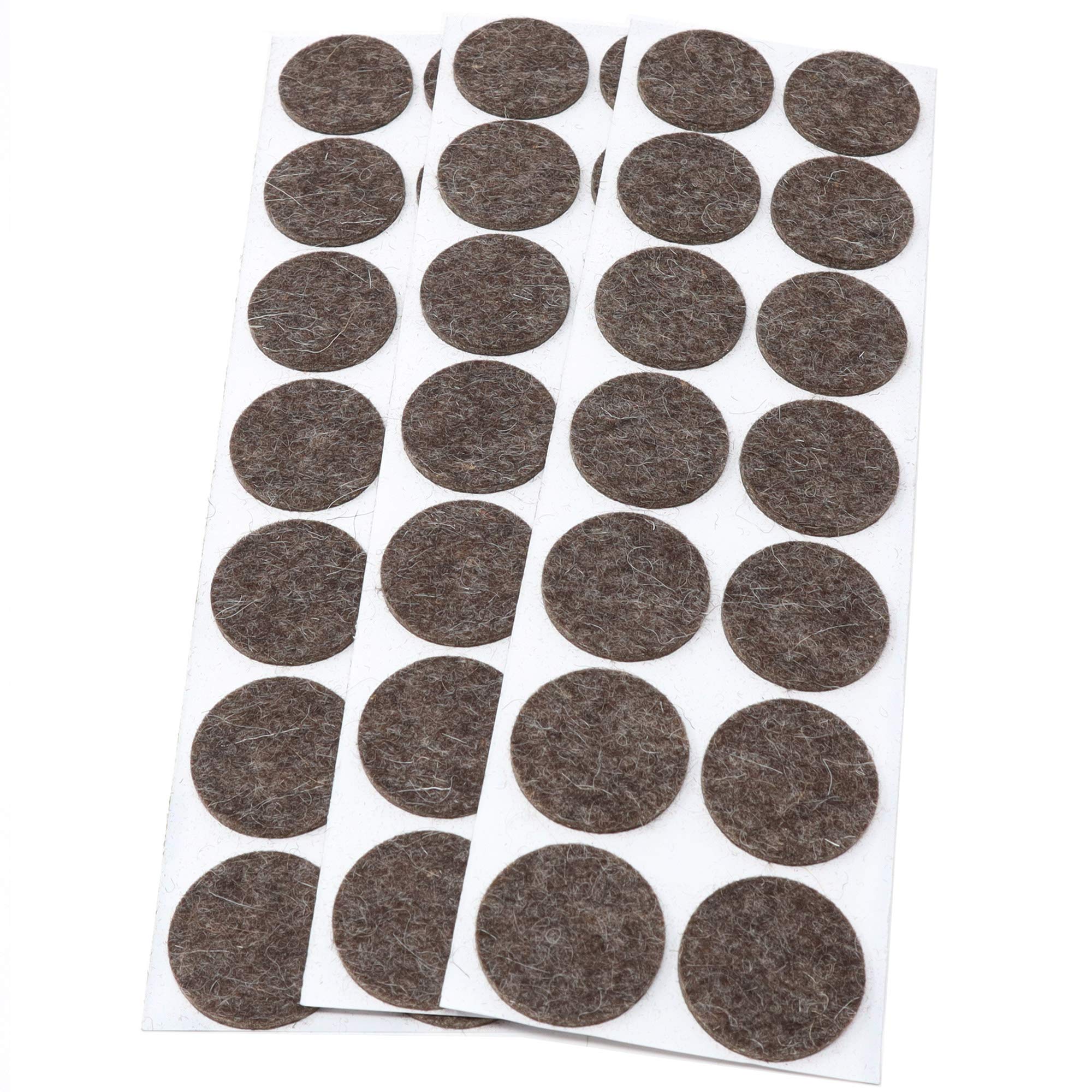 Adsamm® / 42 x self-adhesive wool felt pads / brown / Ø 32 mm / round / 3 mm thick extra soft natural stick-on felt furniture glides / furniture protective pads