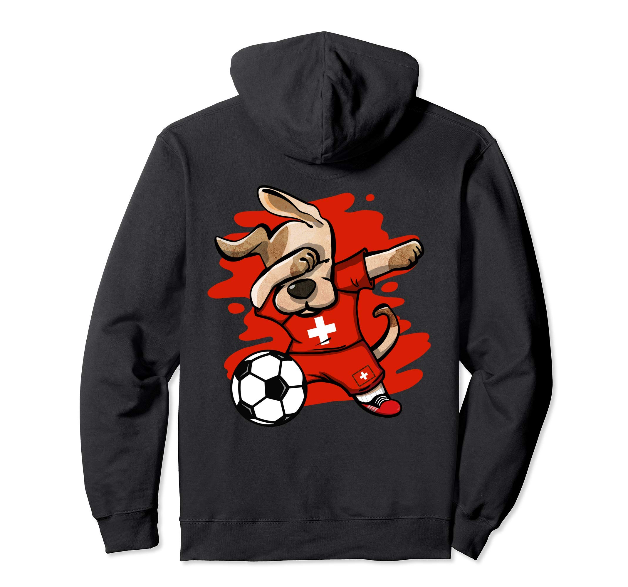 Dabbing Dog Switzerland Soccer Fans Swiss Flag Football Art Pullover Hoodie