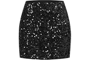 Formeet17 Women's Glitter Sequin Skirts Stretch Night Out Party Club Skirts