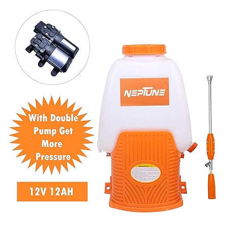 NEPTUNE SIMPLIFY FARMING Battery Operated Knapsack Garden Sprayer with Double Pump, 20L (BS708)