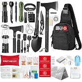 360Pcs Survival Kit, Emergency Survival Gear Supplies Bug Out Bag Set | Includes first aid pouch, crossbody bag, tent, camping axe hammer &amp; survival shovel; great emergency gift for men &amp; women