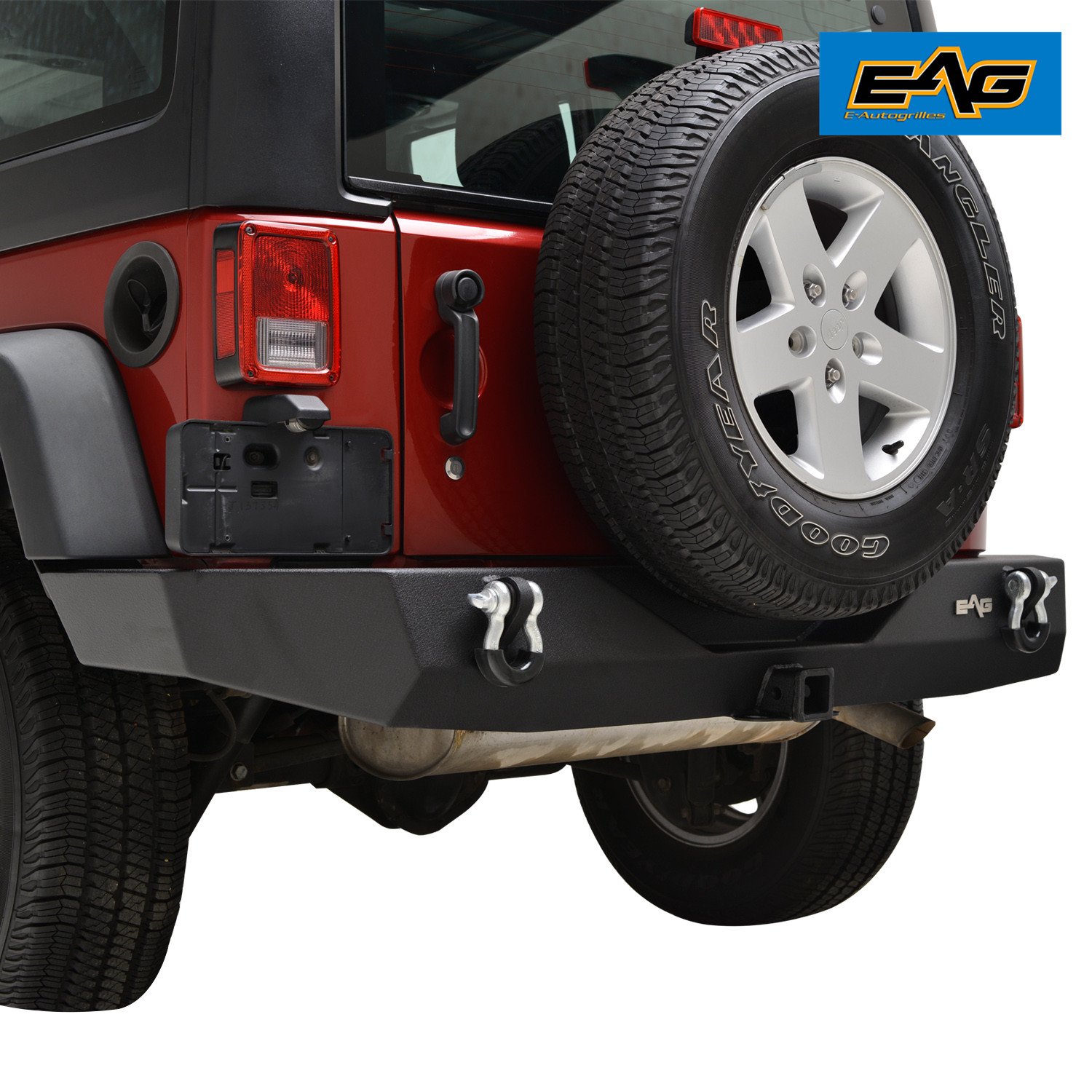 Amazon.com: EAG 07-18 Jeep Wrangler JK Full Width Rear Bumper With 2" Hitch  Receiver and D-Ring: Automotive