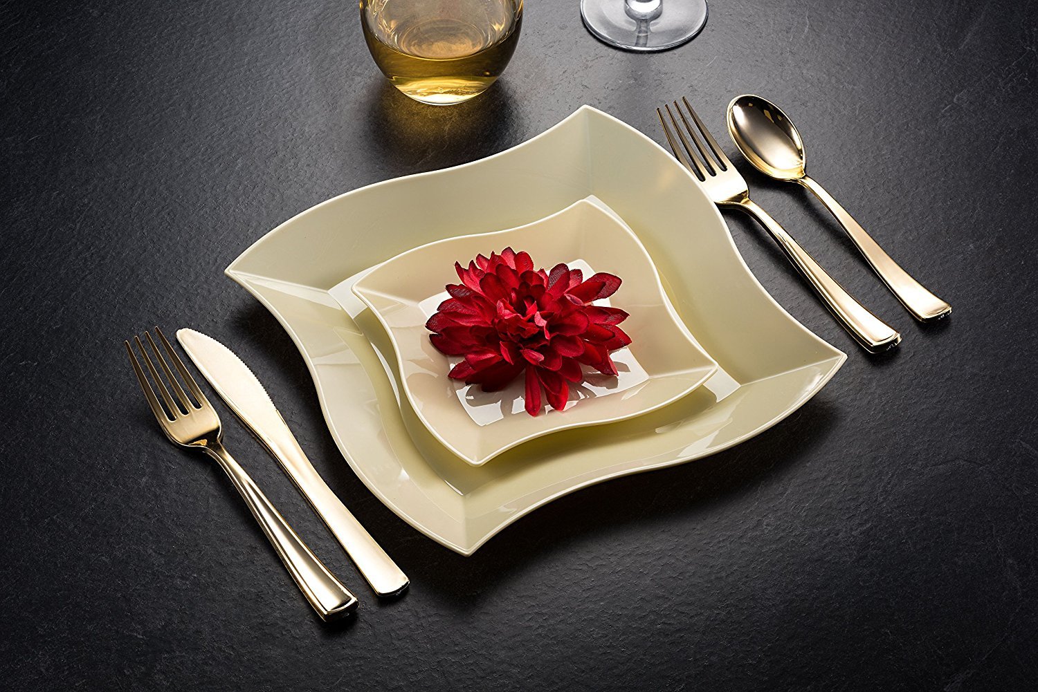 CUTLEREX Heavy Duty Plastic Silverware Cutlery Gold Disposable