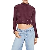 Forever 21 Womens Distressed Mock Neck Sweater