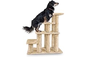 Furhaven Steady Paws Multi-Step Pet Stairs for High Beds & Sofas - Cream, 4-Step