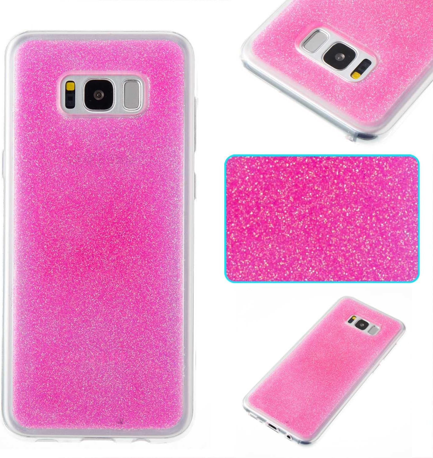 Galaxy S8 Plus Case, CUSKING Glitter Bling Shining Premium Silicone Gel Soft Flexible Case Shockproof Shock-Absorption Bumper Case Back Cover For Samsung Galaxy S8 Plus – Hot Pink