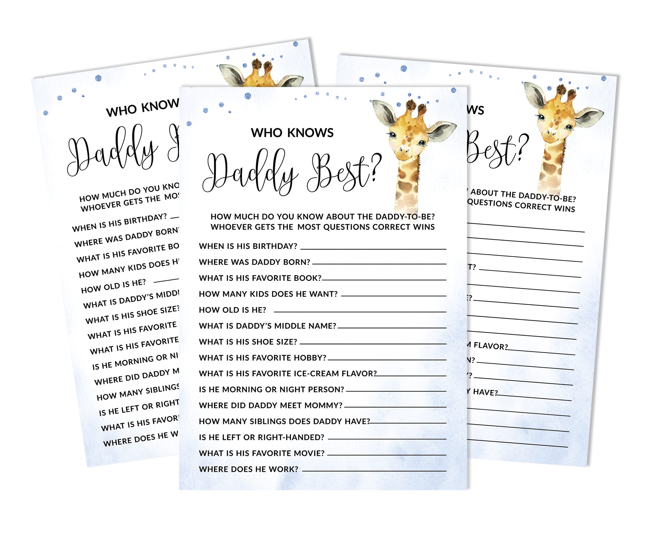 Inkdotpot Giraffe Jungle Animals 50 Pack Who said it Knows Daddy Best Baby Shower Game Cards Fun Activity Cards