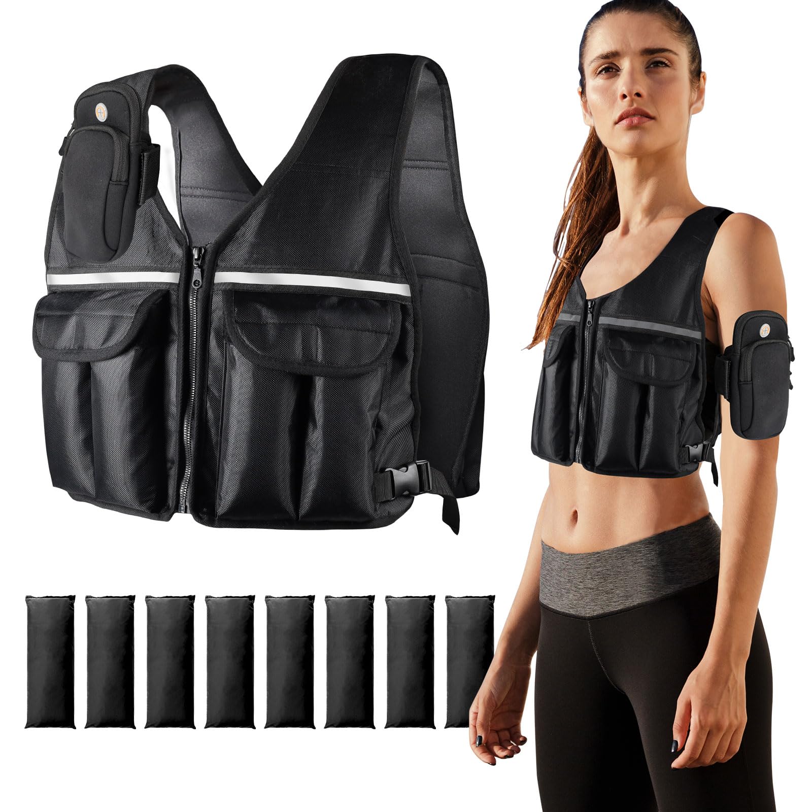 Prodigen Adjustable Weighted Vest 0-10 lbs/0-18 lbs for Women Men for Running Walking Cardio and Strength Training with Shoulder Pads and Reflective Stripe