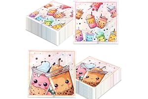 DYDAMUD Boba Tea Party Decorations,40pcs Bubble Tea Birthday Napkins Paper Boba Favors Napkins for Boba Party Table Dinner Decorations