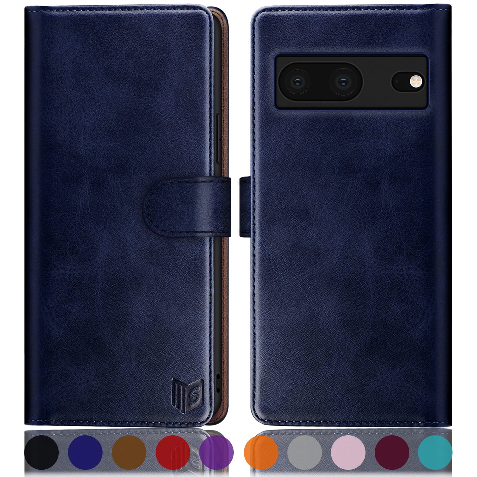 SUANPOT for Google Pixel 7 5G case with [Credit Card Holder][RFID Blocking],PU Leather Flip Book Protective Cover Women Men for Pixel 7 Phone case Blue