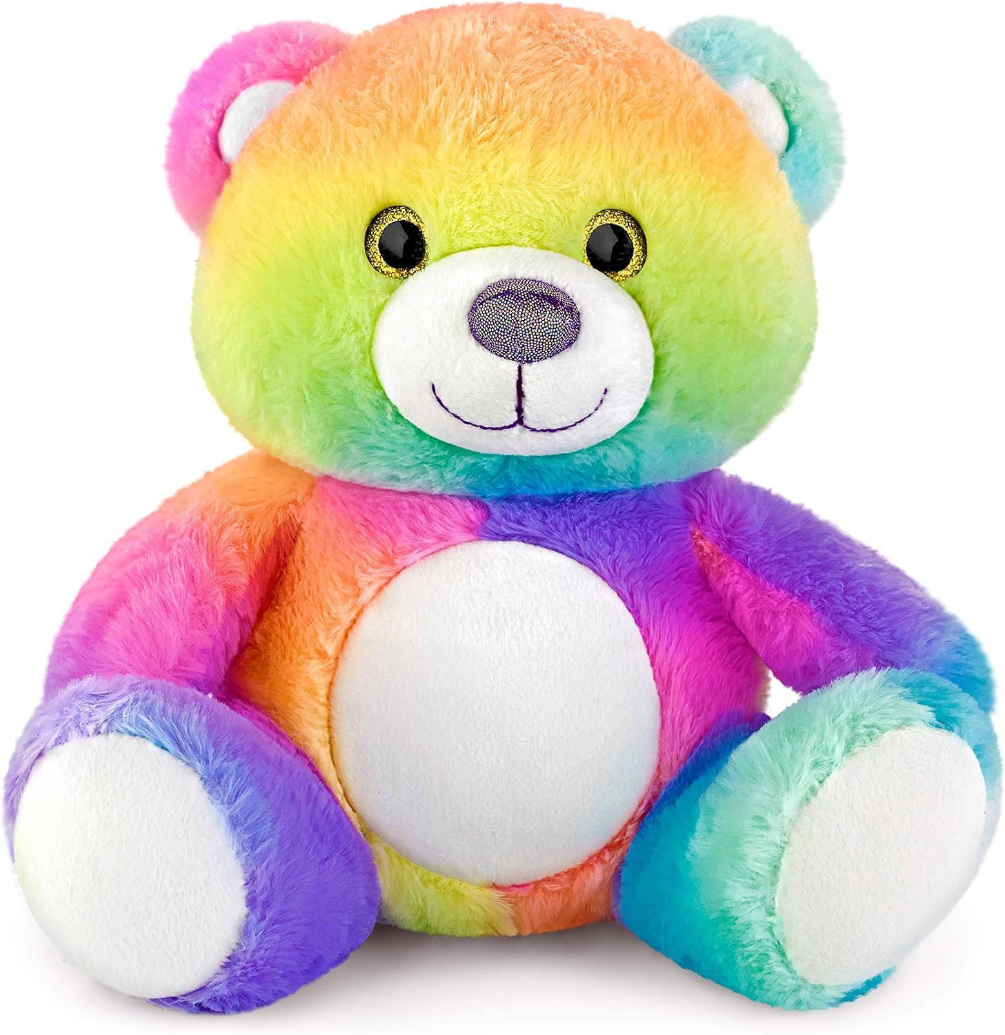 Mousehouse Gifts - Rainbow-Coloured Bear Soft Toy, Plush Cuddly Teddy for Children, Multicolor