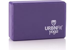 URBNFit Yoga Blocks 2 Pack - Sturdy Foam Yoga Block Set with Strap for Exercise, Pilates Workout, Stretching, Meditation, Stability - High Density Non Slip Brick, Fitness Accessories
