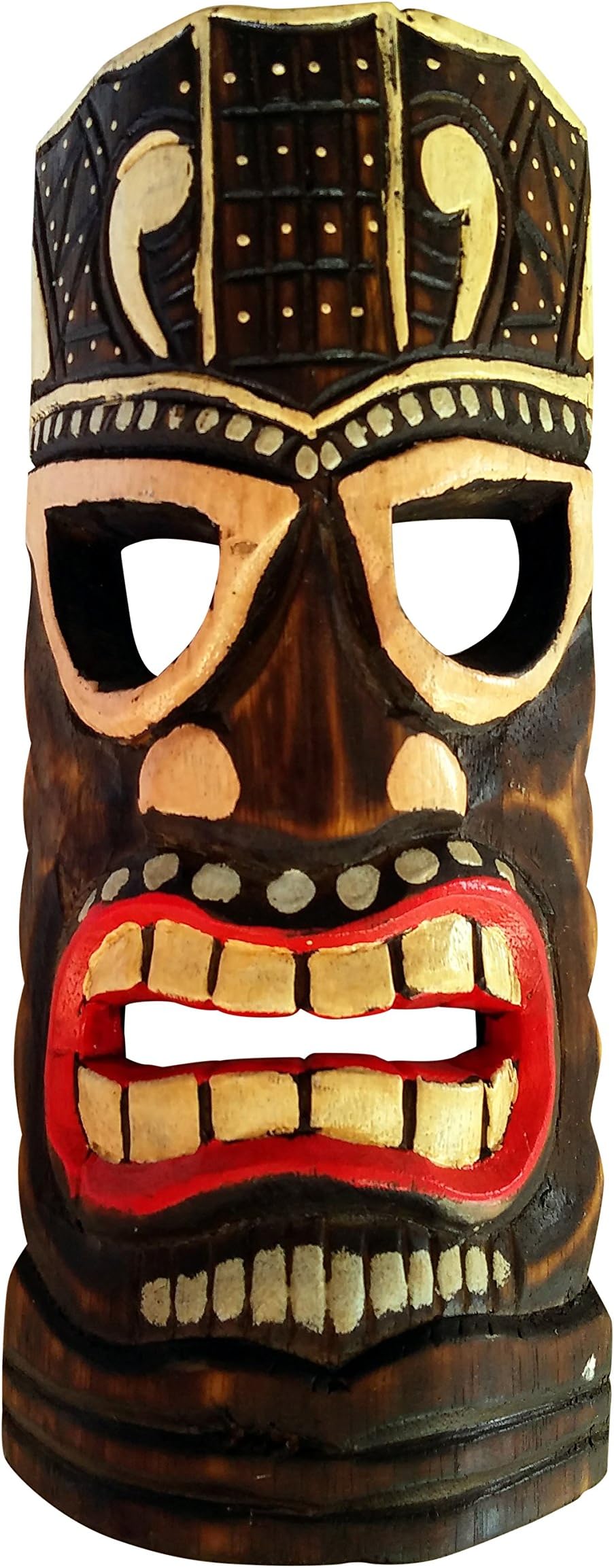 Seaside Accents Colorful Tiki Mask Wall Decor - Painted Wood, 12 Inches