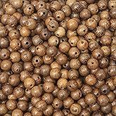 Luyoaozy 1000pcs 6mm Wooden Beads Dark Brown Round Wood Beads Undyed Natural Stripe Round Wood Loose Craft Beads for DIY Jewellery Making