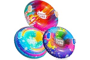 FindUWill 3 Pack Snow Tubes for Sledding | 35" Inflatable Heavy-Duty Snow Tube for Kids & Adults | Thick PVC Snow Toys with Handles | Winter Outdoor Blow Up Sleds for Family