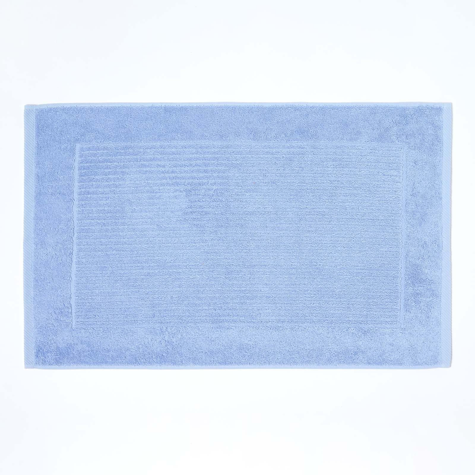 HOMESCAPES Imperial Plain Light Blue Bath Mat 50 x 80 cm - Super Soft Bathroom Mat - 100% Turkish Cotton Shower Mat