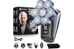 Head Shavers for Bald Men, Uythumidid 7D Wet/Dry Waterproof Rotary Shaver, Rechargeable 7-in-1 Electric Razor Grooming Kit, Mens Shaver for Best Gift, Cordless