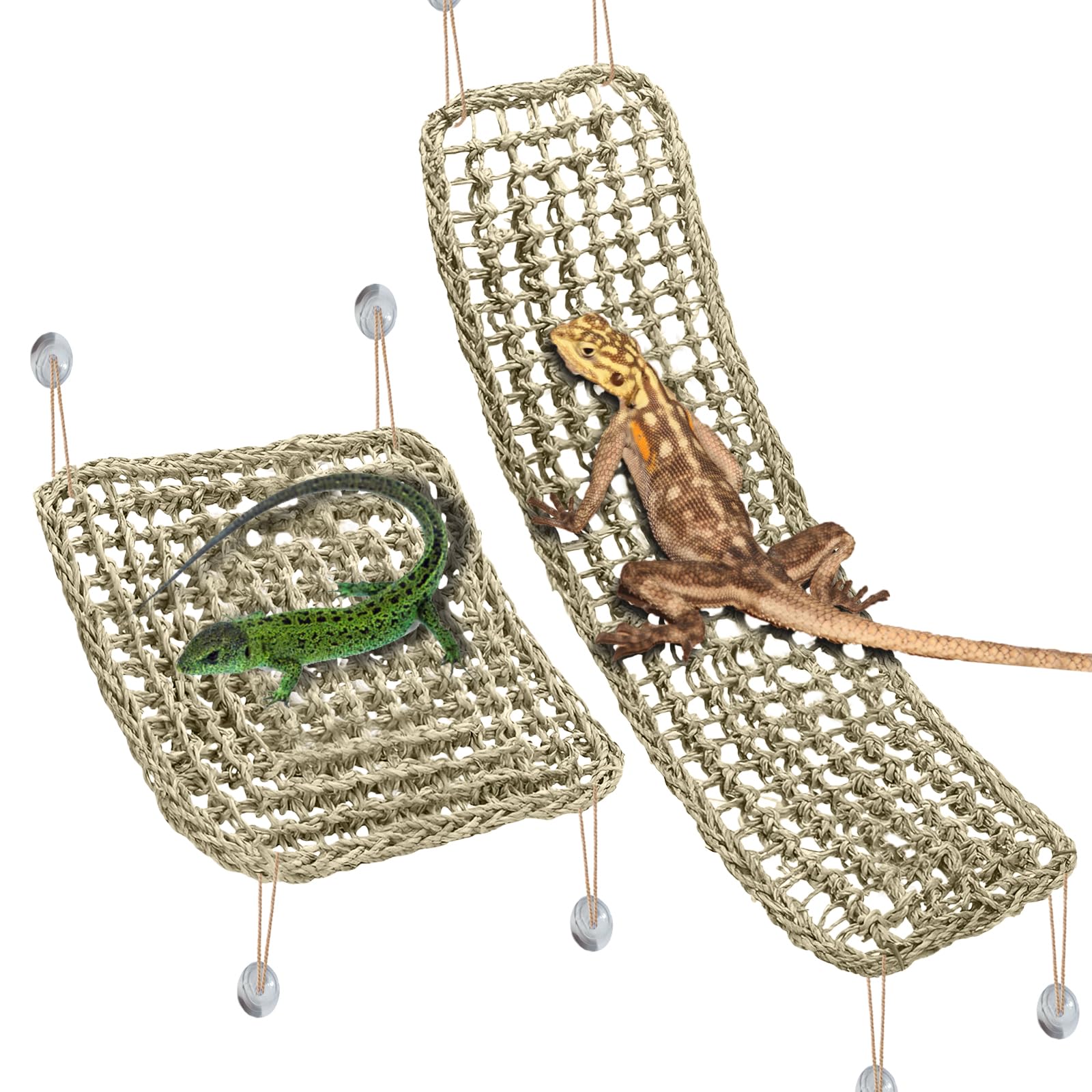 Photo 1 of 2 Pieces Bearded Dragon Hammock Large Reptile Hammock, Lizard Hammock, Bearded Dragon Climbing Habitat Tank Accessories, Reptile Bridge for Chameleon Hermit Gecko Snakes