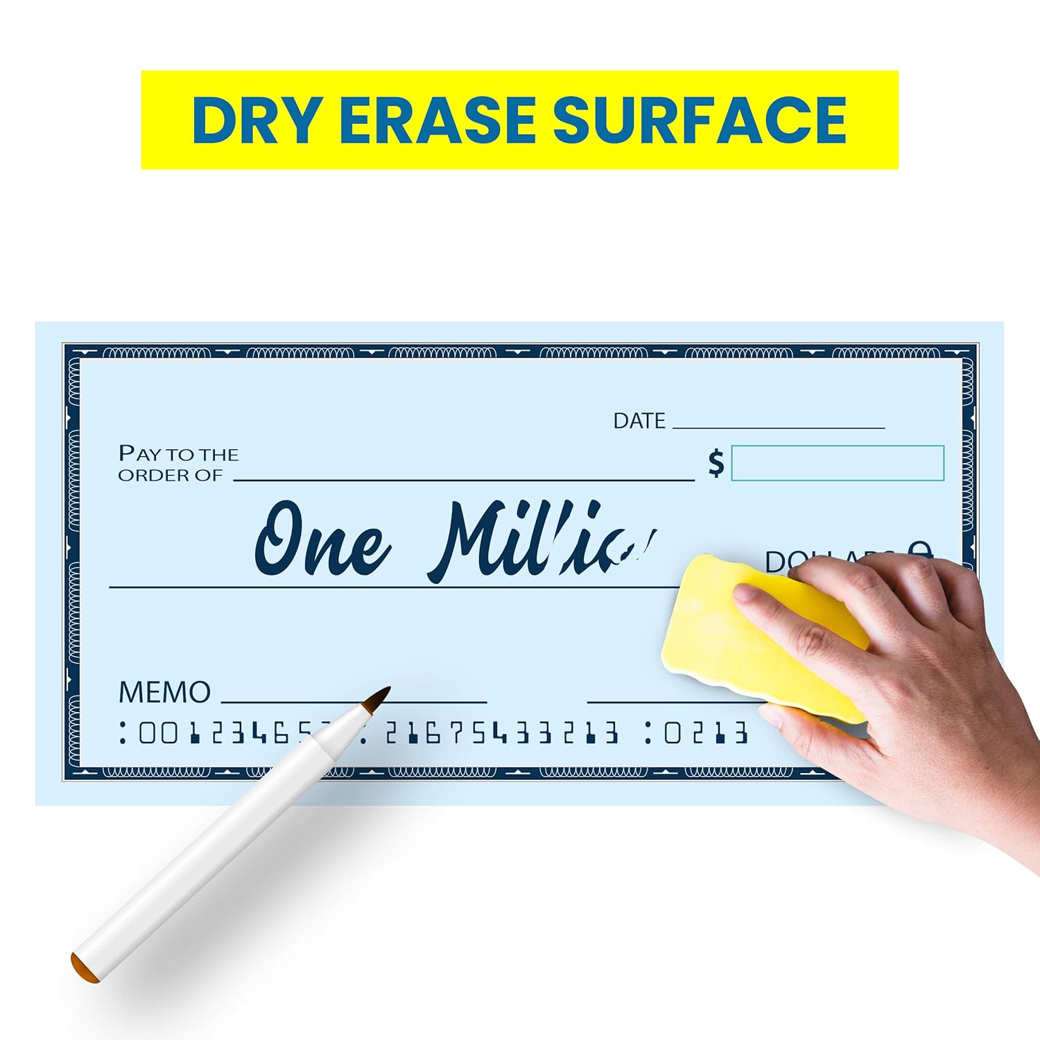 24 x 48 Oversize Giant Check Novelty Dry Erase Pack of 1 Fundraiser