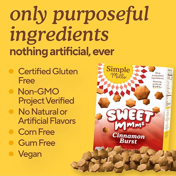 SIMPLE MILLS CINNAMON BURST SWEET MMMS BAKED SWEET SNACKS, BITE-SIZED GLUTEN FREE CINNAMON SNACKS SWEETENED WITH COCONUT SUGAR, LIGHT AND AIRY CRISPY TEXTURE, 1 PACK, 4 OZ