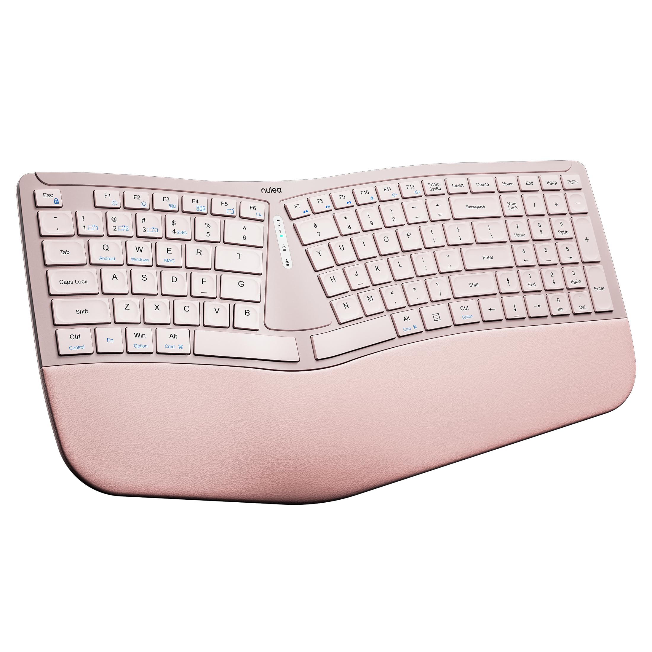 Photo 1 of Nulea RT07B Wireless Ergonomic Keyboard - Split Keyboard, Wrist Rest, Natural Typing, Bluetooth and USB Connectivity, USB-C Rechargeable,Compatible with Windows Mac (Silver White)