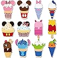 BOpusail 12Pcs Summer Ice Cream Mouse Cruise Door Magnets Cute Style Ice Cream Cruises Entrance Decals Decor Refrigerator Garage Magnet Waterproof Magnetic Sticker for Holiday Carnival Ships Cabin
