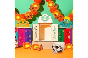 Realspring 3 Pcs Dia De Los Muertos Ofrenda Shadow Box Wooden Day of The Dead Altar Shrine Box Remembrance Picture Frame for Altar Ofrenda Supplies