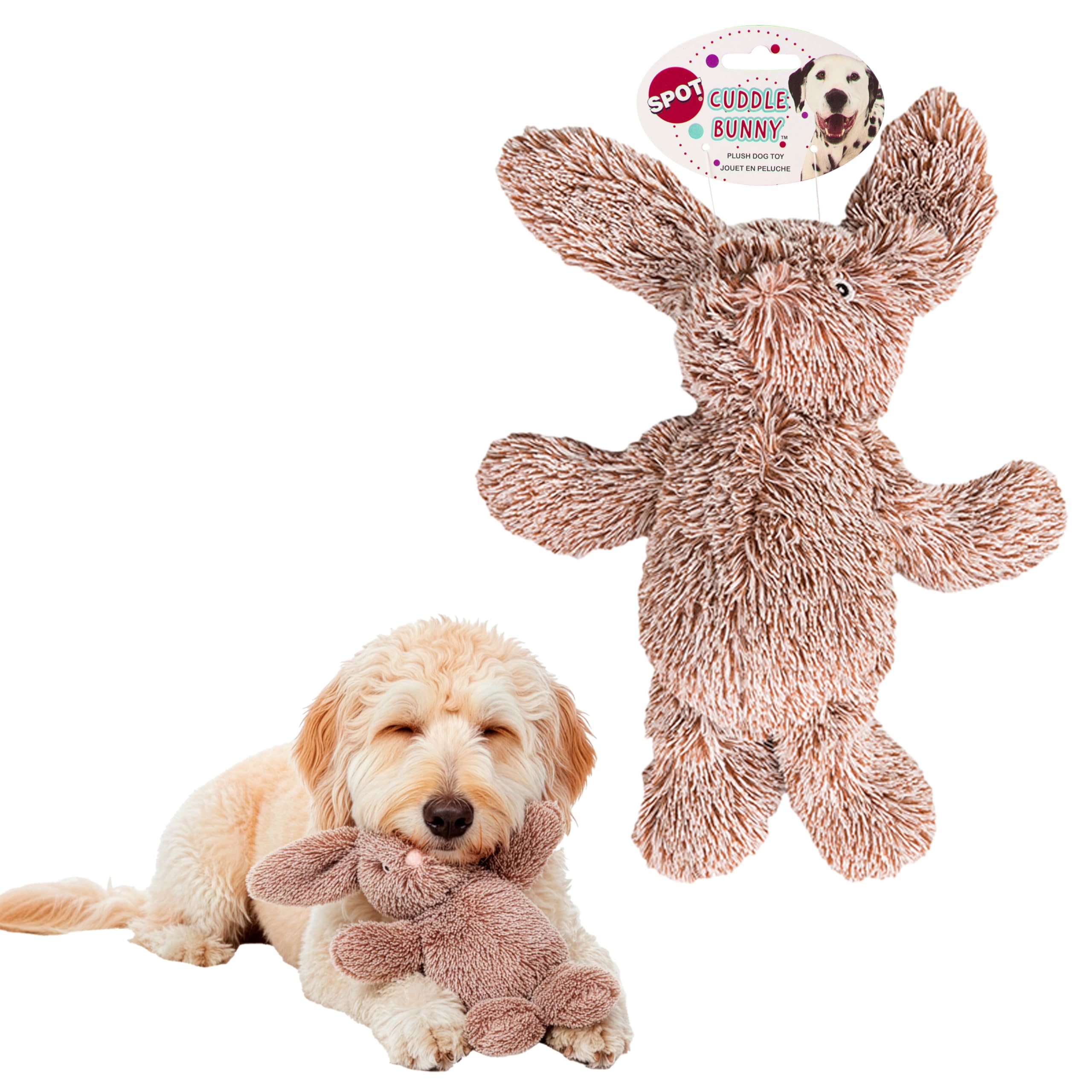 SPOT Cuddle Bunnies Dog Toy - Soft, Plush Fabric Dog Toy with Squeaker, Perfect for Cuddling, Great for Dogs and Puppies of All Ages, Medium to Large Breeds - 13" Rabbit, Assorted Colors