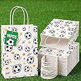 VGOODALL 16 Pack Soccer Goodie Bags, 5.5"x2.8"x8" Party Favor Bags with Handles for Kids Birthdays, Sports Theme Decorations, Gift Giving Bulk Supplies