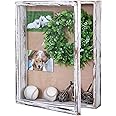 Shadow Box Frame16x20, Extra Large Shadow Boxes Display Cases with Hinged Door, Memorial Shadow Box Frame for Baseball Bouquet Flowers Wedding Jersey Medals Antique Keepsake -Rustic White