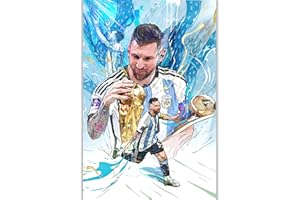 HUOZHI Famous Football Superstar Messi Poster Print Wall Decor Bedroom Suitable for Living Room Sports Room Fan Gift Football Size 12×18 Inch Unframed (Messi-3)
