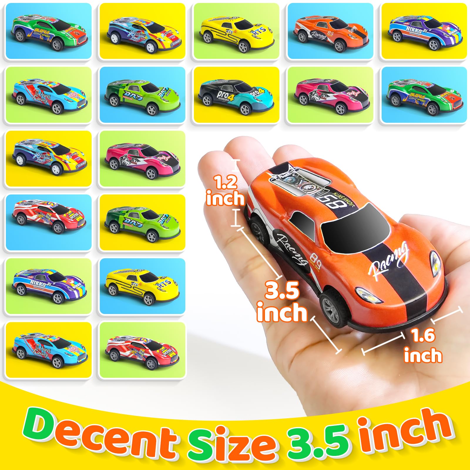 20 Pack 3.4 Inch Metal Pull Back Toy Cars, Toys for Boys Girls Toddlers 3,4,5,6.7 Years Old, Party Favors Cars, Race Cars Vehicles,Goodie Bag Stuffers, Pinata Fillers, Teacher Reward Prizes (20 Pack)