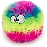 goDog Furballz Squeaky Plush Ball Dog Toy, Chew Guard Technology - Rainbow, Large