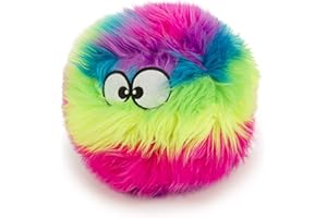 goDog Q773039 FurBallz Plush Squeaker Dog Toy, Large, 1 Count, Rainbow