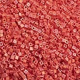 Miyuki Square/Cube Beads 1.8mm Red Vermillion Opaque AB Matte APX 20 Gram Vial Japanese Glass Beads