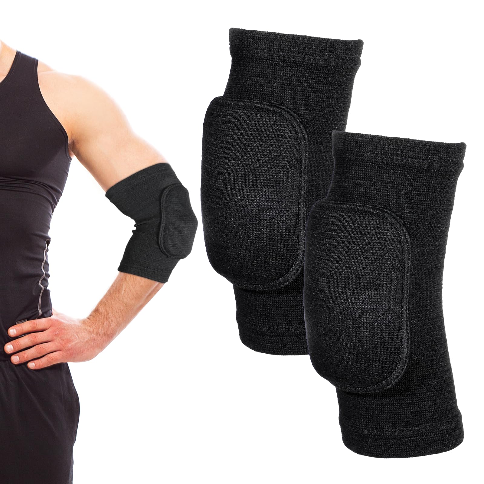 Photo 1 of cobee 1 Pair Tandem Volleyball Elbow Pads, Arm Brace Ventilate Sport Elbow Protector Strap, Black Elbow Pads Arm Pads With Padded Soft Support Cushion for Men And Women