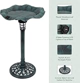 GardenKraft 17430 Bird Bath with Solar Light Verdigris 80x43cm view 4