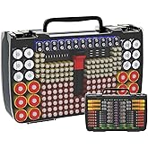 Aptbyte Battery Organizer Storage Holder Box Case with Tester- 269 Batteries Double-Sided Variety Pack, Holds AA AAA 4A C D C