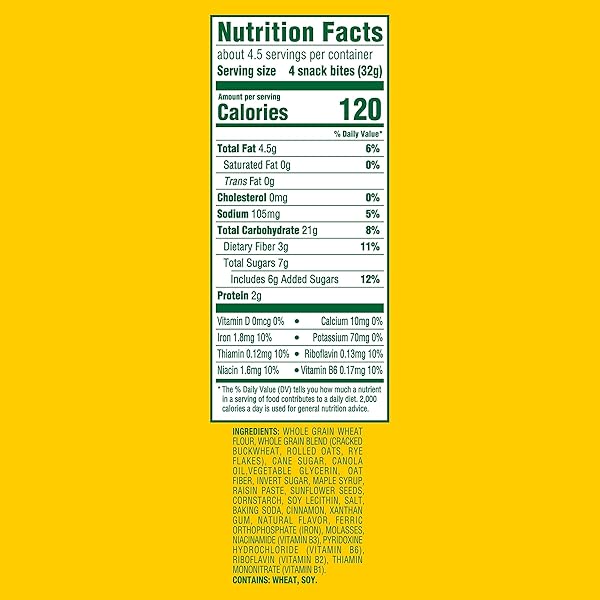 BELVITA ENERGY SNACK BITES, MAPLE, CINNAMON AND SUNFLOWER SEED, 5 OZ BAG