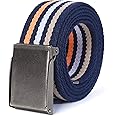 Mile High Life Canvas Web Belt | Cut to Fit Up to 52" | Flip-Top Matte Silver Nickel Buckle 12 Colors