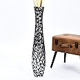 Leewadee Large Floor Vase – Handmade Flower Holder Made of Wood, Sophisticated Vessel for Decorative Branches and Dried Flowers, 36 inches, Black Silver-Coloured