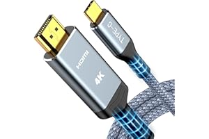 Highwings USB C to HDMI Cable 6FT(4K@60Hz), High Speed Type C to HDMI 2.0 Braided Cord, Thunderbolt 3/4/5 Compatible with iPhone 16/15 Series, MacBook Pro/Air, iPad, Surface, Galaxy, XPS