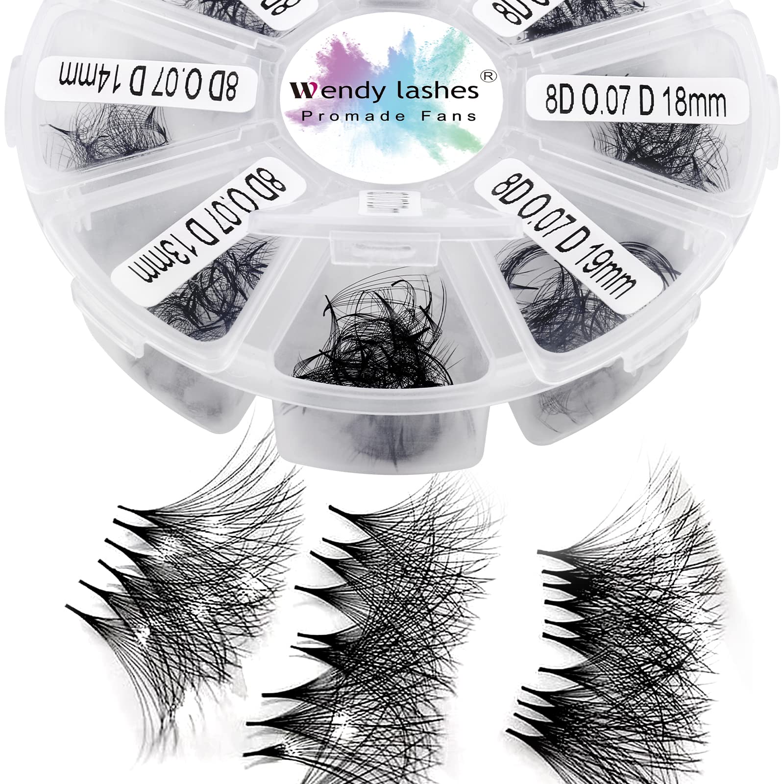 8D Premade Volume Eyelash Extensions Mixed Tray 13-20mm 0.07mm D Curl 500 Fans Premade Volume Fans Handmade Lash Extensions Pointed Thin Base Promade Mix Loose Fans(500-8D-0.07-D-1320) — image 1
