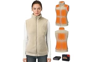 Topdot Fuzzy Fleece Heated Vest for Women with 16000mAh 7.4V Battery, Ergonomic 10 Heating Zones Women's Heated Vest