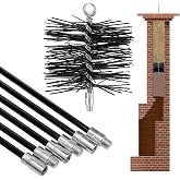 18ft Fiberglass Chimney Cleaning Kit, 6" Dia x 7.5" H Brush &amp; 3ft&times;6pcs Rod | Hearth Fireplace Maintenance, with Standard 1/4" NPT End Fitting, Reusable Fiberglass, Easy Assembly, Length Adjustable