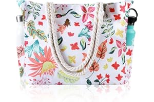 FAUSON Beach Bags For Women - Large Beach Bag with Zipper Waterproof Sandproof, Swiming Pool Bag Large Tote