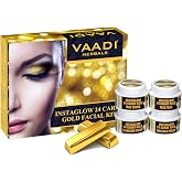 Facial Kit - Gold Facial Kit with 24 Carat Gold Leaves, Marigold &amp; Wheatgerm Oil, Lemon Peel Extract - ★ ALL Natural - ★ Suitable for All Skin ★ Unisex ★ 70 Grams - Vaadi Herbals