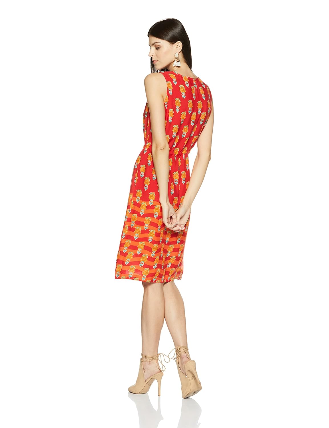 global desi women's a-line knee long dress