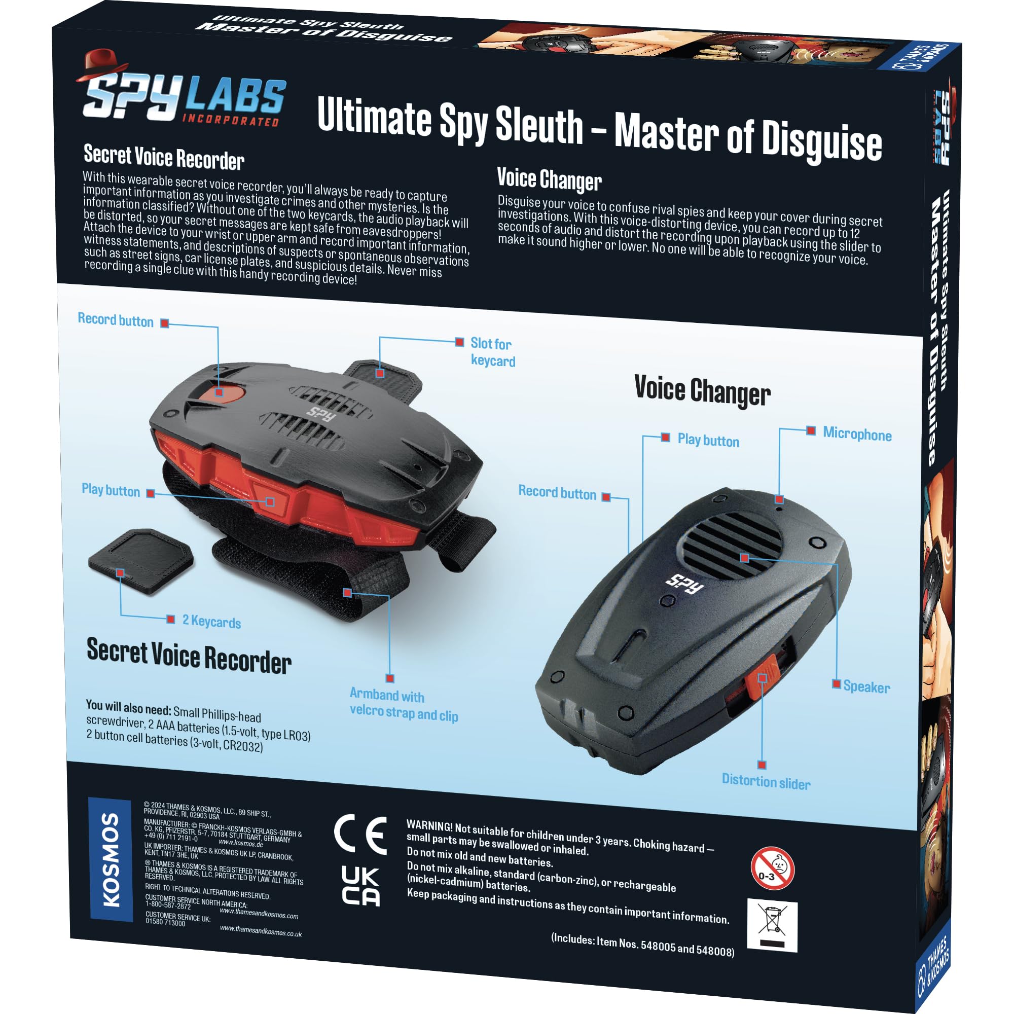 Thames & Kosmos Spy Labs Inc: Ultimate Spy Sleuth Master of Disguise 2-in-1 Toy Spy Pack, Secret Voice Recorder & Voice Changer Toys for Ages 8+ | Essential Pretend Play Gear for Young Investigators